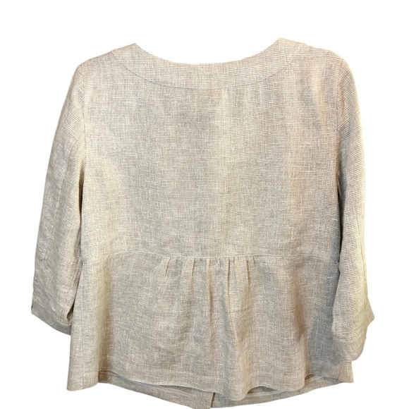 J Jill Linen Gold Flake Cream Dress Jacket medium petite - Picture 2 of 6